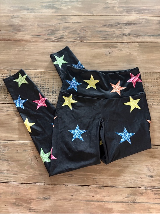 Goldsheep Pants - Goldsheep Black Star-Print Stretch Leggings with Multicolor Stars